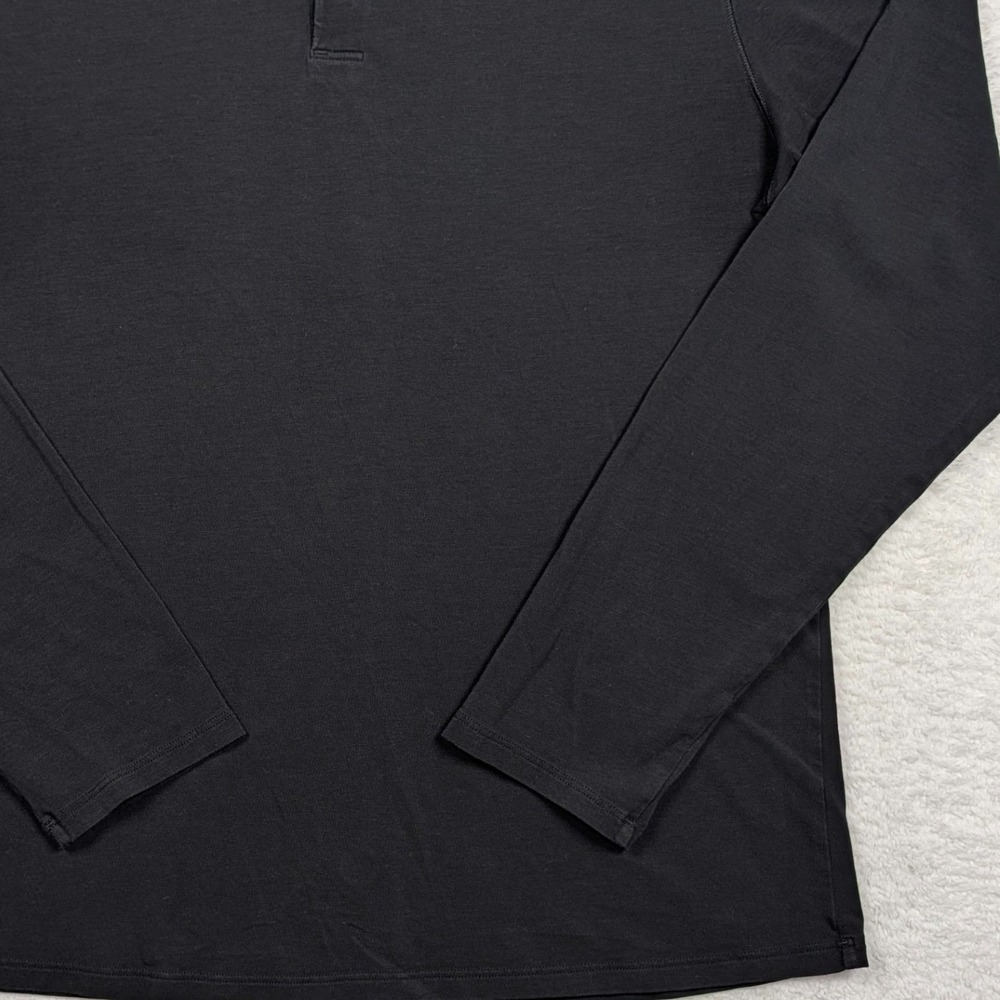 Lululemon Henley Shirt Mens L Black Long Sleeve 3-Button Training Top Athleisure